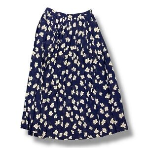 🌼👗 Vintage Josephine Navy Floral Pleated Midi Skirt (Size 8)